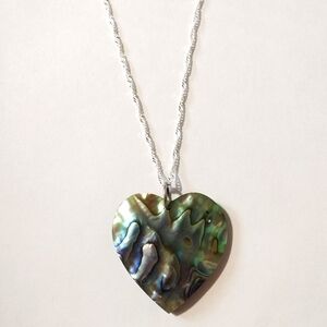 Shell Heart & Sterling Silver Plated Chain Necklace